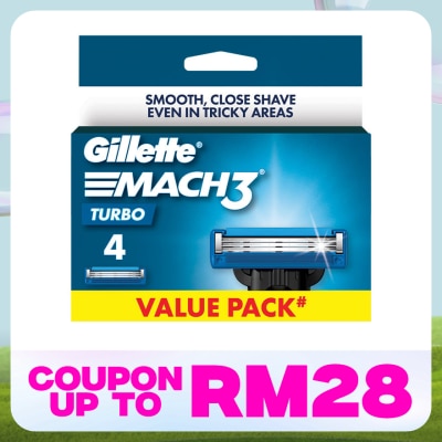 GILLETTE Mach3 Turbo Replacement Cartridge Refill 4s
