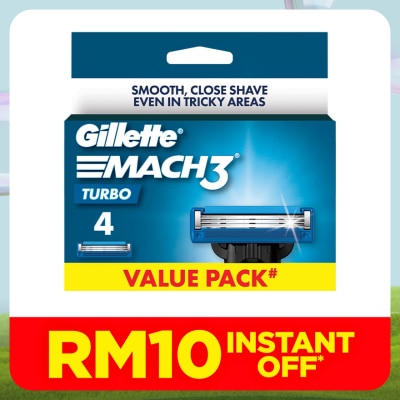 GILLETTE Mach3 Turbo Replacement Cartridge Refill 4s