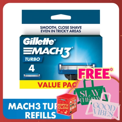 GILLETTE Mach3 Turbo Replacement Cartridge Refill 4s
