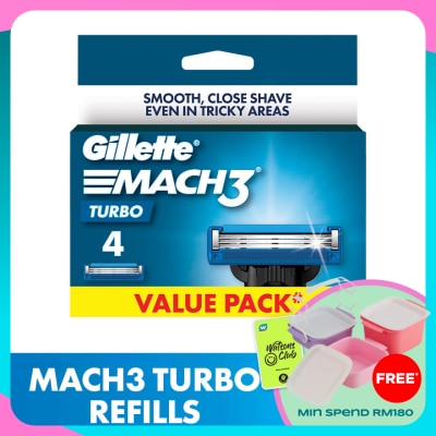 GILLETTE Mach3 Turbo Replacement Cartridge Refill 4s
