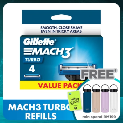 GILLETTE Mach3 Turbo Replacement Cartridge Refill 4s
