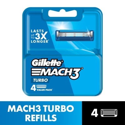 GILLETTE Mach3 Turbo Replacement Cartridge Refill 4s