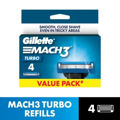 GILLETTE Mach3 Turbo Replacement Cartridge Refill 4s