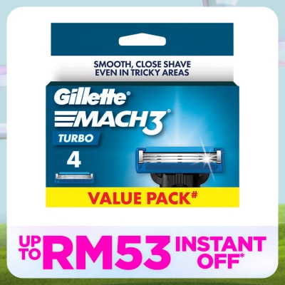 GILLETTE Mach3 Turbo Replacement Cartridge Refill 4s