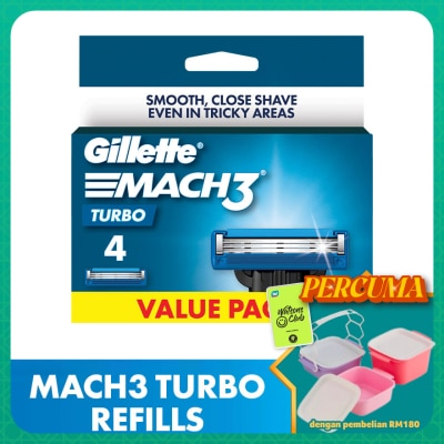 GILLETTE - Mach3 Turbo Replacement Cartridge Refill 4s