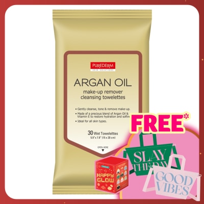 PUREDERM Argan Oil Make-up Remover Cleansing Towelettes 30s