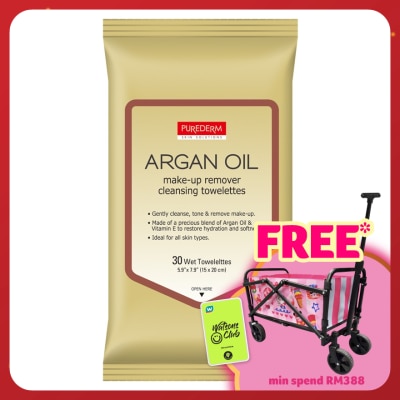 PUREDERM Argan Oil Make-up Remover Cleansing Towelettes 30s