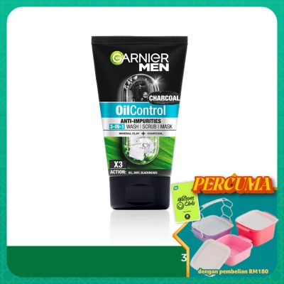 GARNIER MEN - Oil Control 3 in 1 Charcoal 100ml