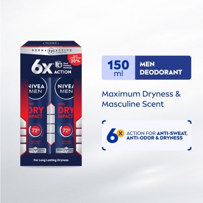 NIVEA FOR MEN Deodorant Dry Spray Twin Pack 2x150ml image