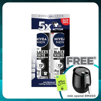 NIVEA FOR MEN Deodorant Black & White Spray 2x150ml