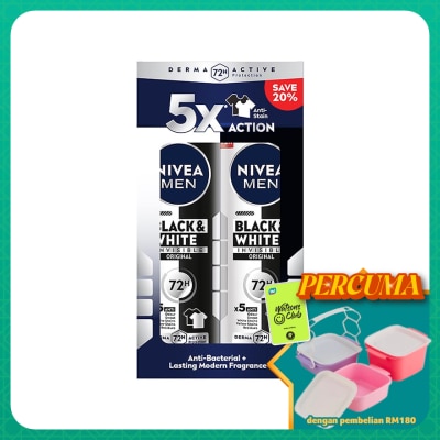 NIVEA FOR MEN - Deodorant Black & White Spray 2x150ml
