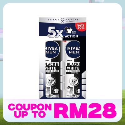 NIVEA FOR MEN Deodorant Black & White Spray 2x150ml