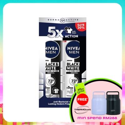 NIVEA FOR MEN - Deodorant Black & White Spray 2x150ml