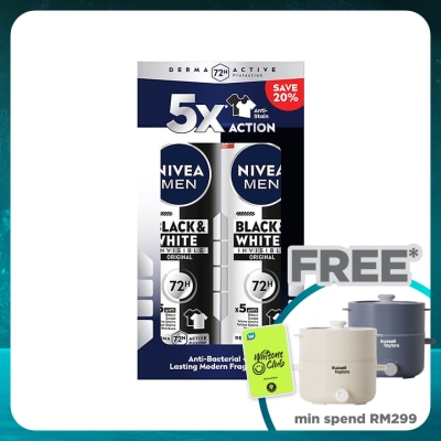 NIVEA FOR MEN Deodorant Black & White Spray 2x150ml