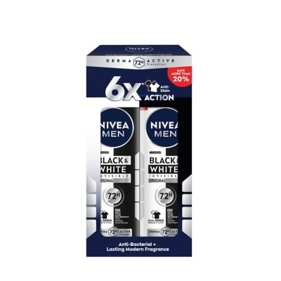 NIVEA FOR MEN - Deodorant Black & White Spray 2x150ml