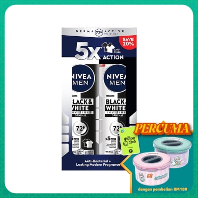 NIVEA FOR MEN Deodorant Black & White Spray 2x150ml