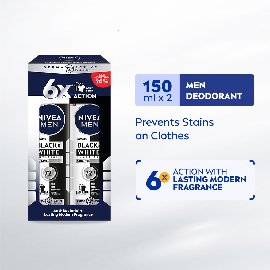 Deodorant Black & White Spray 2x150ml image