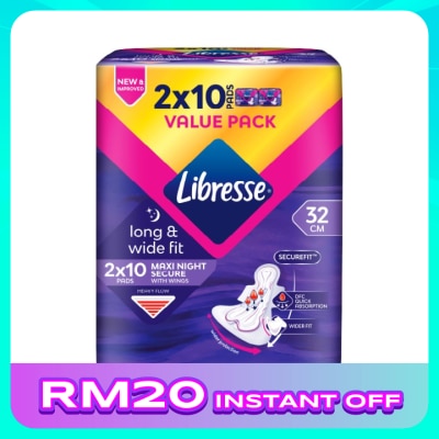 LIBRESSE Maxi Wider Back Night Wings 32cm 2x10s