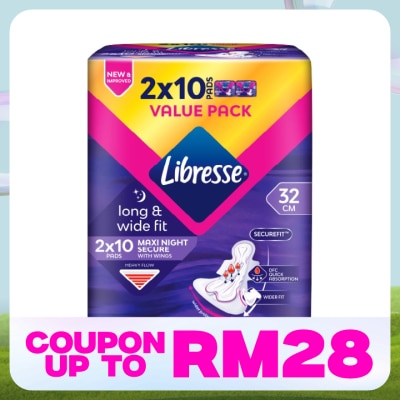 LIBRESSE Maxi Wider Back Night Wings 32cm 2x10s