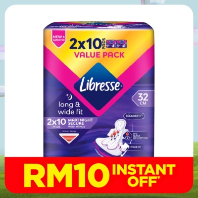 LIBRESSE Maxi Wider Back Night Wings 32cm 2x10s