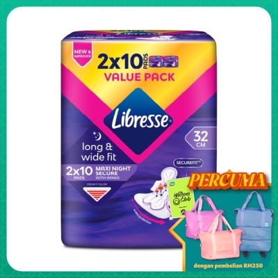 LIBRESSE Maxi Wider Back Night Wings 32cm 2x10s