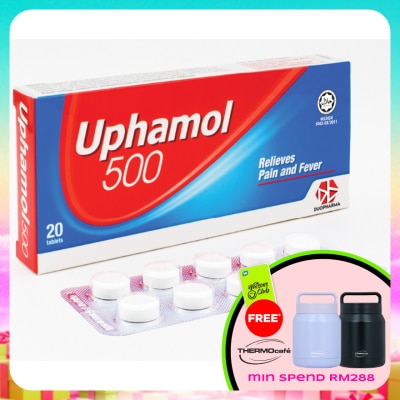 UPHAMOL - 500 Relieves Pain and Fever Tablets 20's