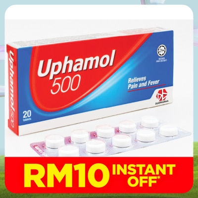UPHAMOL 500 Relieves Pain and Fever Tablets 20's