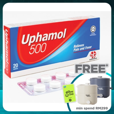 UPHAMOL 500 Relieves Pain and Fever Tablets 20's