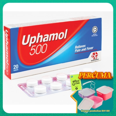 UPHAMOL - 500 Relieves Pain and Fever Tablets 20's