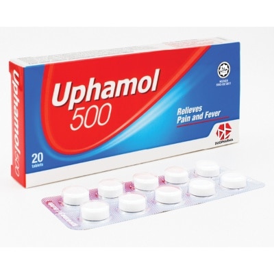 UPHAMOL 500 Relieves Pain and Fever Tablets 20's