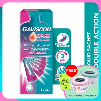 GAVISCON Heartburn & Indigestion Relief Double Action Sachet 5 x 10ml
