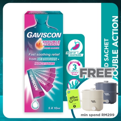 GAVISCON Heartburn & Indigestion Relief Double Action Sachet 5 x 10ml