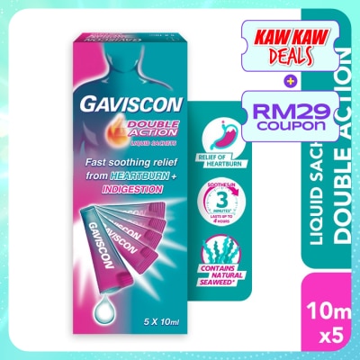 GAVISCON Heartburn & Indigestion Relief Double Action Sachet 5 x 10ml