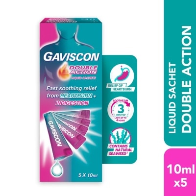 GAVISCON Heartburn & Indigestion Relief Double Action Sachet 5 x 10ml