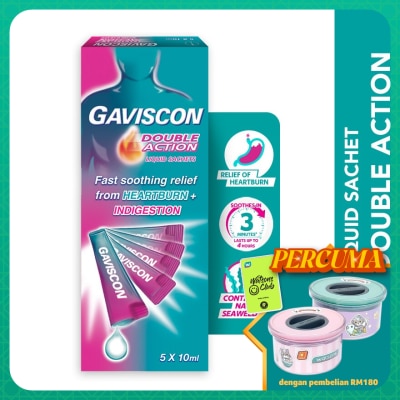 GAVISCON Heartburn & Indigestion Relief Double Action Sachet 5 x 10ml