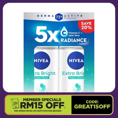 NIVEA Deodorant  Extra Bright Happy Shave Roll On TWP 2x50ml