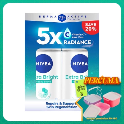 NIVEA - Deodorant  Extra Bright Happy Shave Roll On TWP 2x50ml