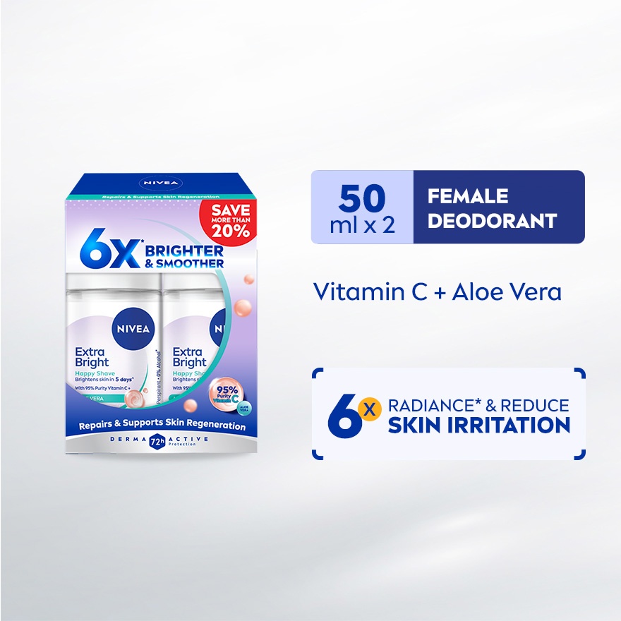Deodorant Extra Bright Happy Shave Roll On TWP 2x50ml image