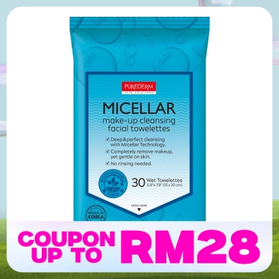 PUREDERM Micellar Make-Up Cleansing Facial Towelettes 30S