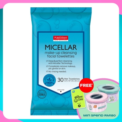 PUREDERM Micellar Make-Up Cleansing Facial Towelettes 30S