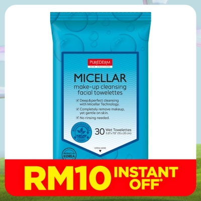 PUREDERM Micellar Make-Up Cleansing Facial Towelettes 30S