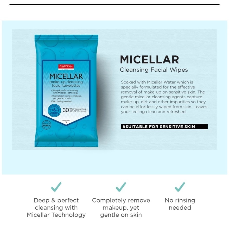 Micellar Make-Up Cleansing Facial Towelettes 30S