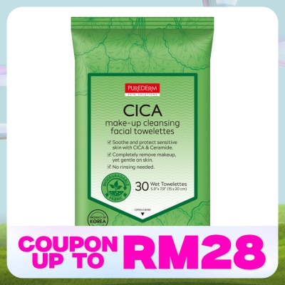PUREDERM Cica Make-Up Cleansing Facial Towelettes 30S