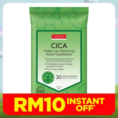 PUREDERM Cica Make-Up Cleansing Facial Towelettes 30S