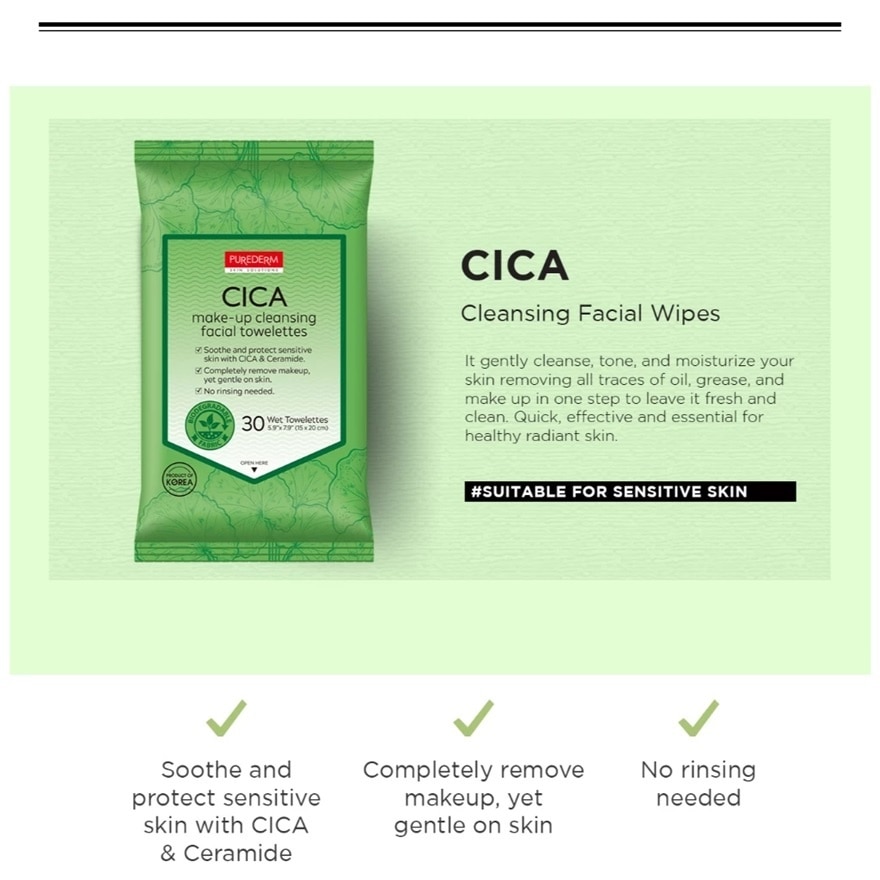 Cica Make-Up Cleansing Facial Towelettes 30S