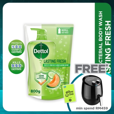 DETTOL Body Wash Refill Lasting Fresh Honeydew Melon & Cucumber 800g