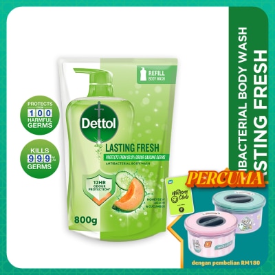 DETTOL Body Wash Refill Lasting Fresh Honeydew Melon & Cucumber 800g