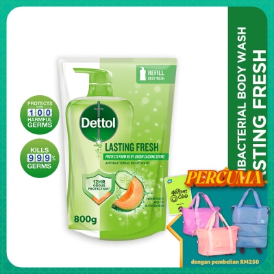 DETTOL Body Wash Refill Lasting Fresh Honeydew Melon & Cucumber 800g
