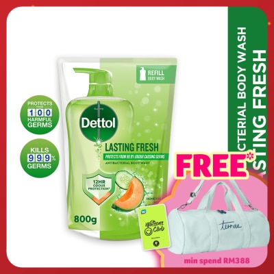 DETTOL Body Wash Refill Lasting Fresh Honeydew Melon & Cucumber 800g