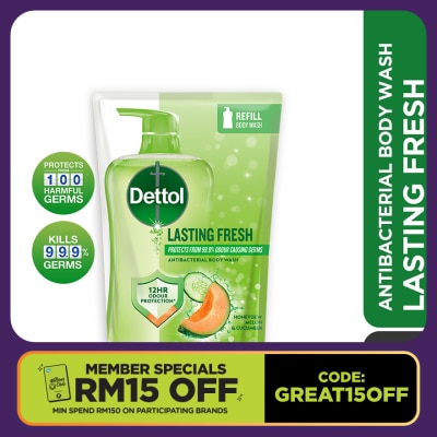 DETTOL Body Wash Refill Lasting Fresh Honeydew Melon & Cucumber 800g